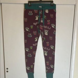Lazy One Purple Owl Print Pajama Bottoms Size Small